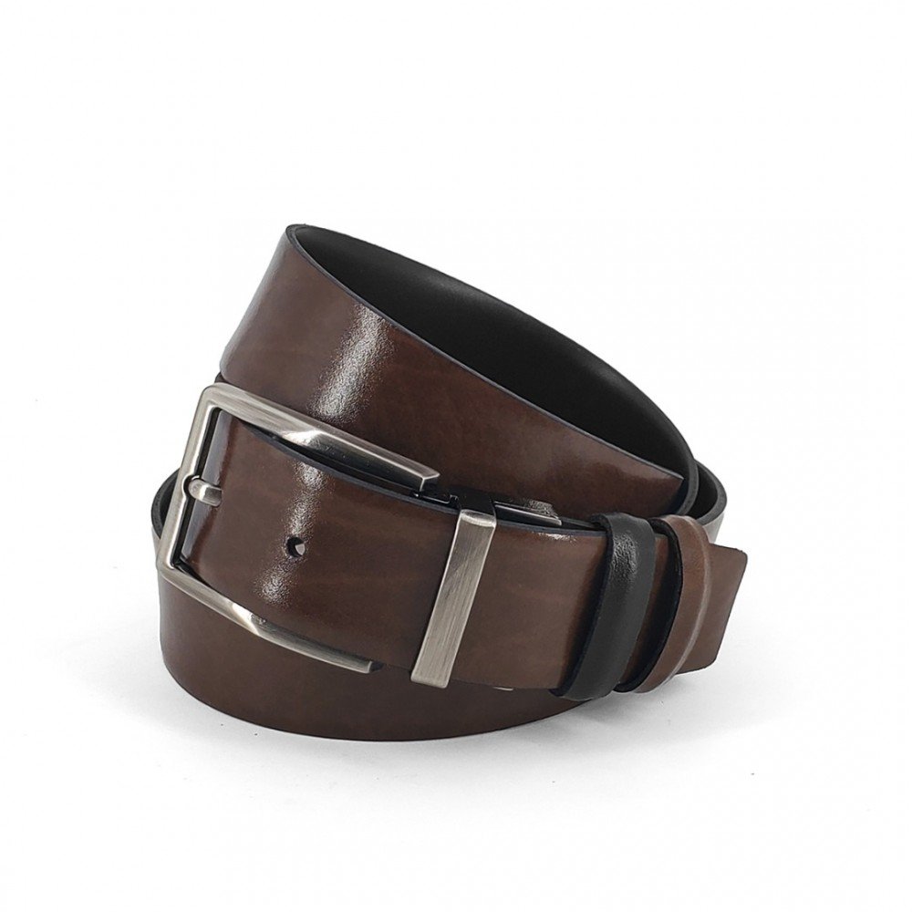 Double Sided Leather Belt Kouros, Width 3,50cm, Black/Brown