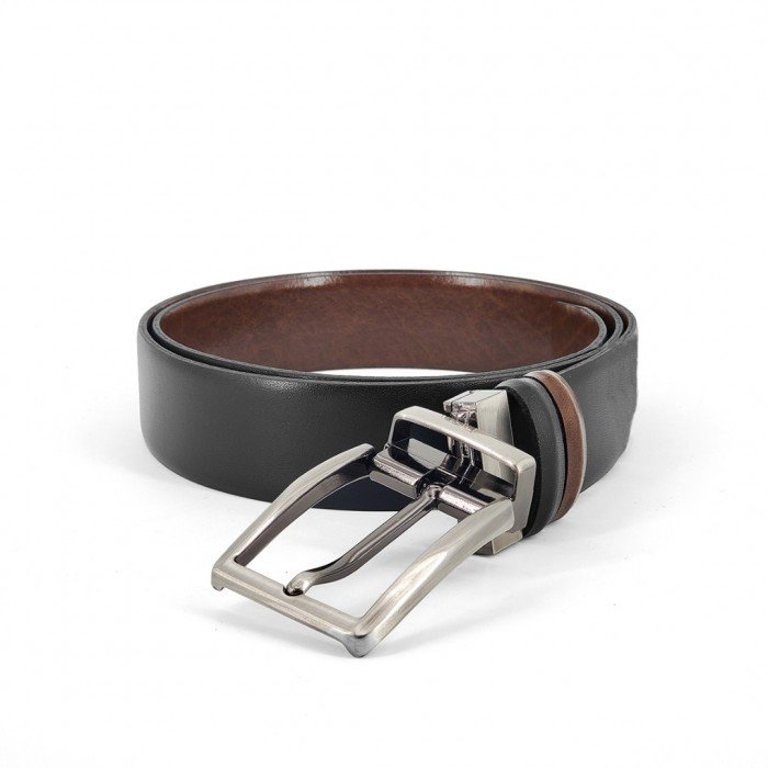 Double Sided Leather Belt Kouros, Width 3,50cm, Black/Brown