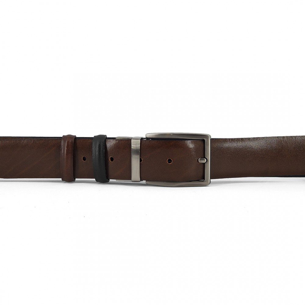 Double Sided Leather Belt Kouros, Width 3,50cm, Black/Brown
