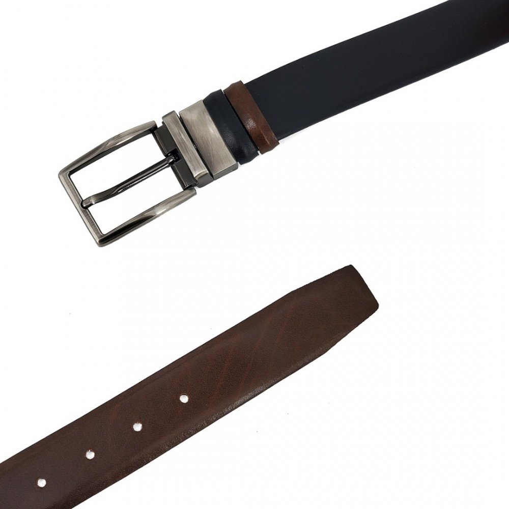 Double Sided Leather Belt Kouros, Width 3,50cm, Black/Brown