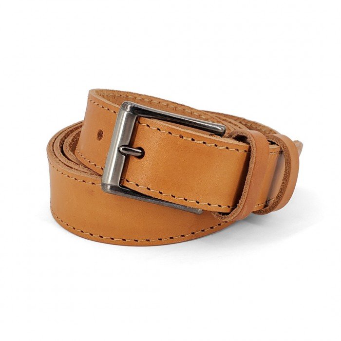 Stitched Leather Belt Kouros, Width 3,00cm, Natural