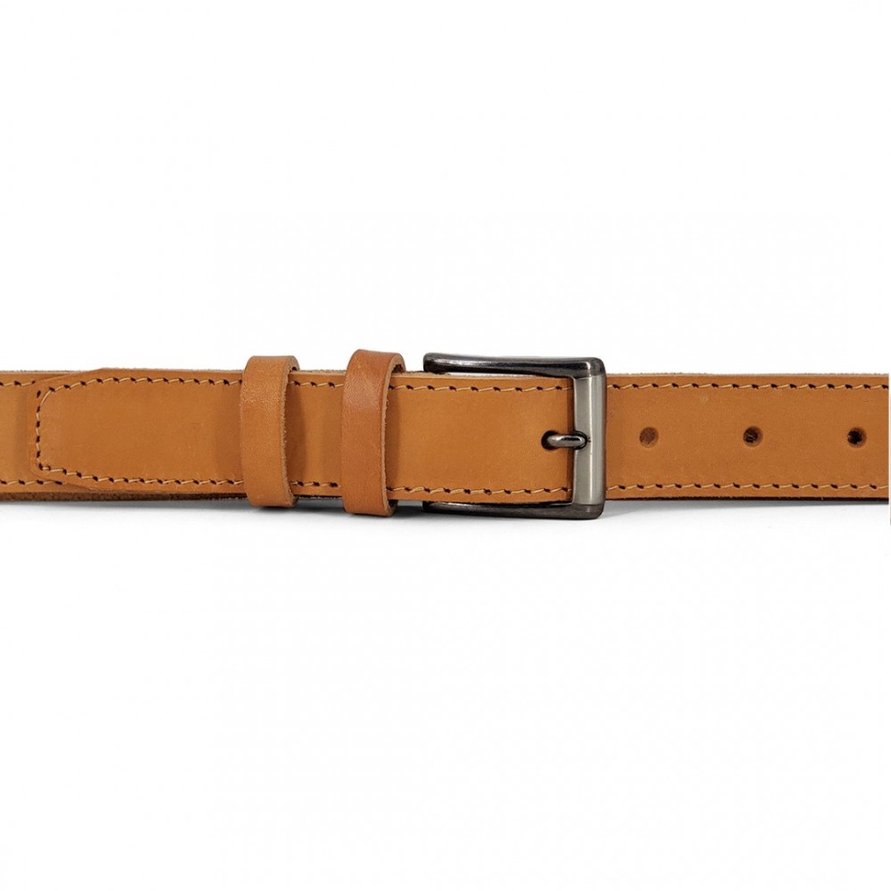 Stitched Leather Belt Kouros, Width 3,00cm, Natural Stitched Leather Belt Kouros, Width 3,00cm, Natural