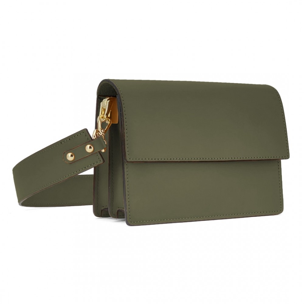 Leather Shoulder/Crossbody Bag Loet 40406, Olive Green