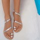 Women Leather Sandals Tsakiris 101, Silver