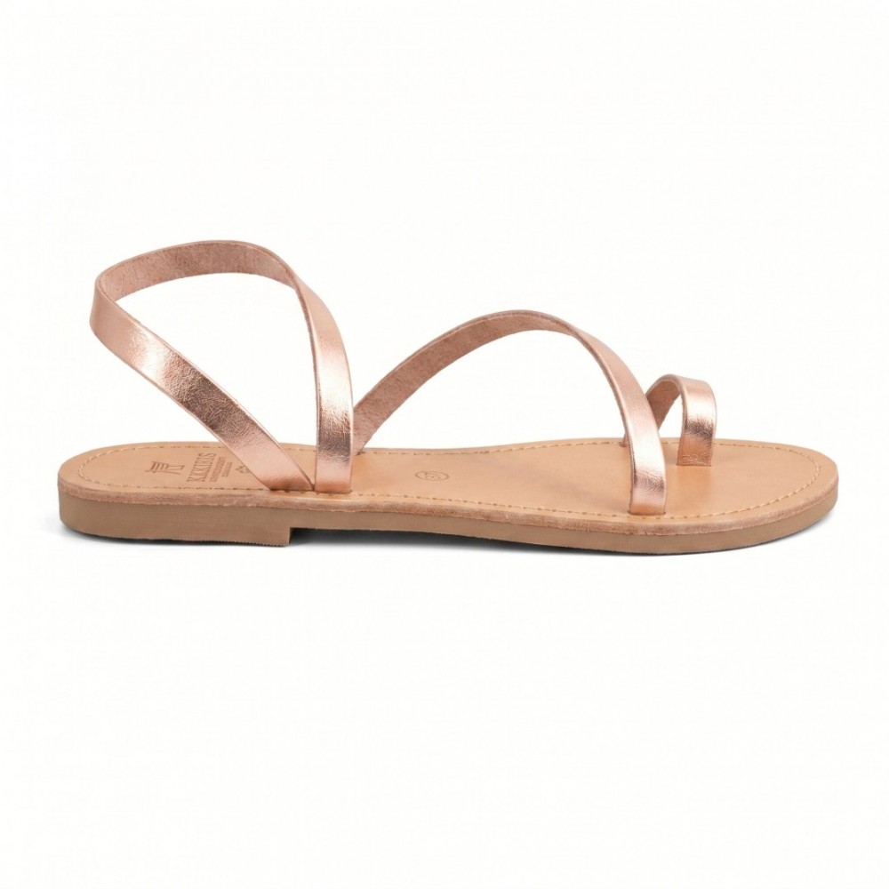 Women Leather Sandals Tsakiris 101, Bronze
