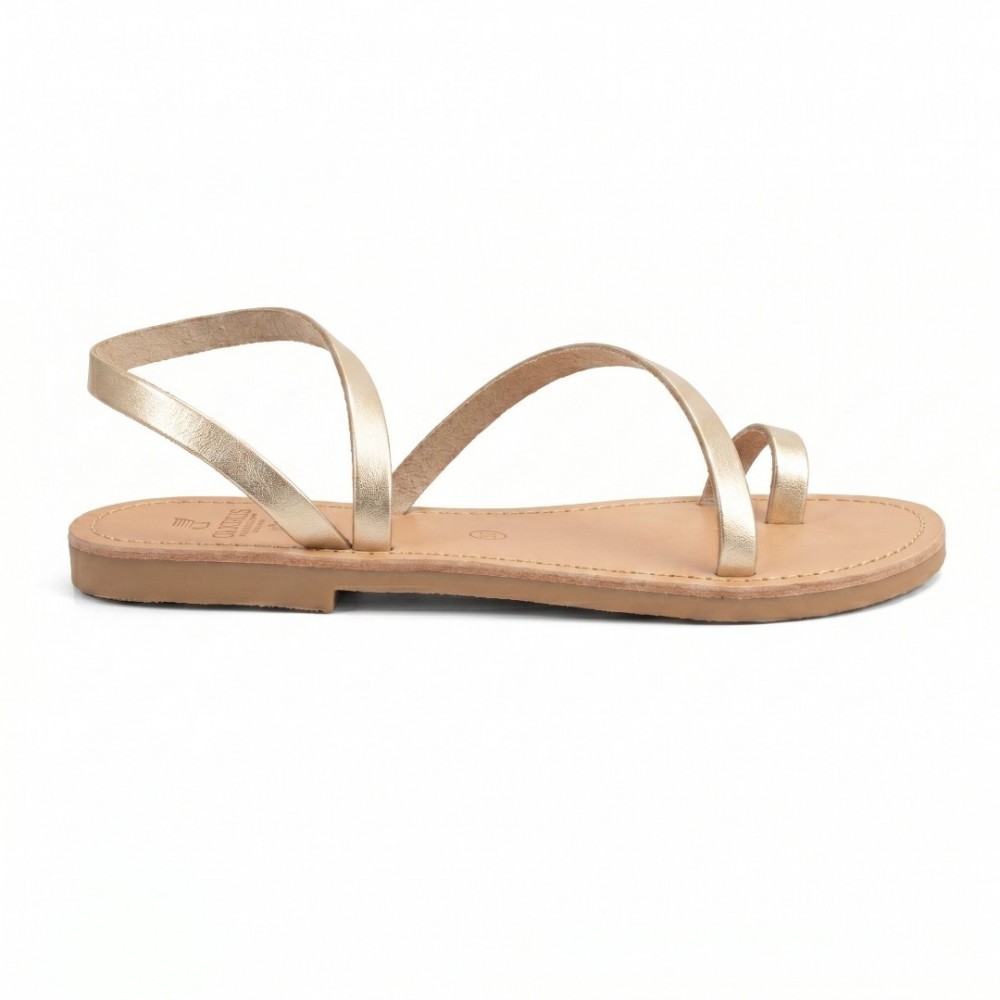 Women Leather Sandals Tsakiris 101, Gold