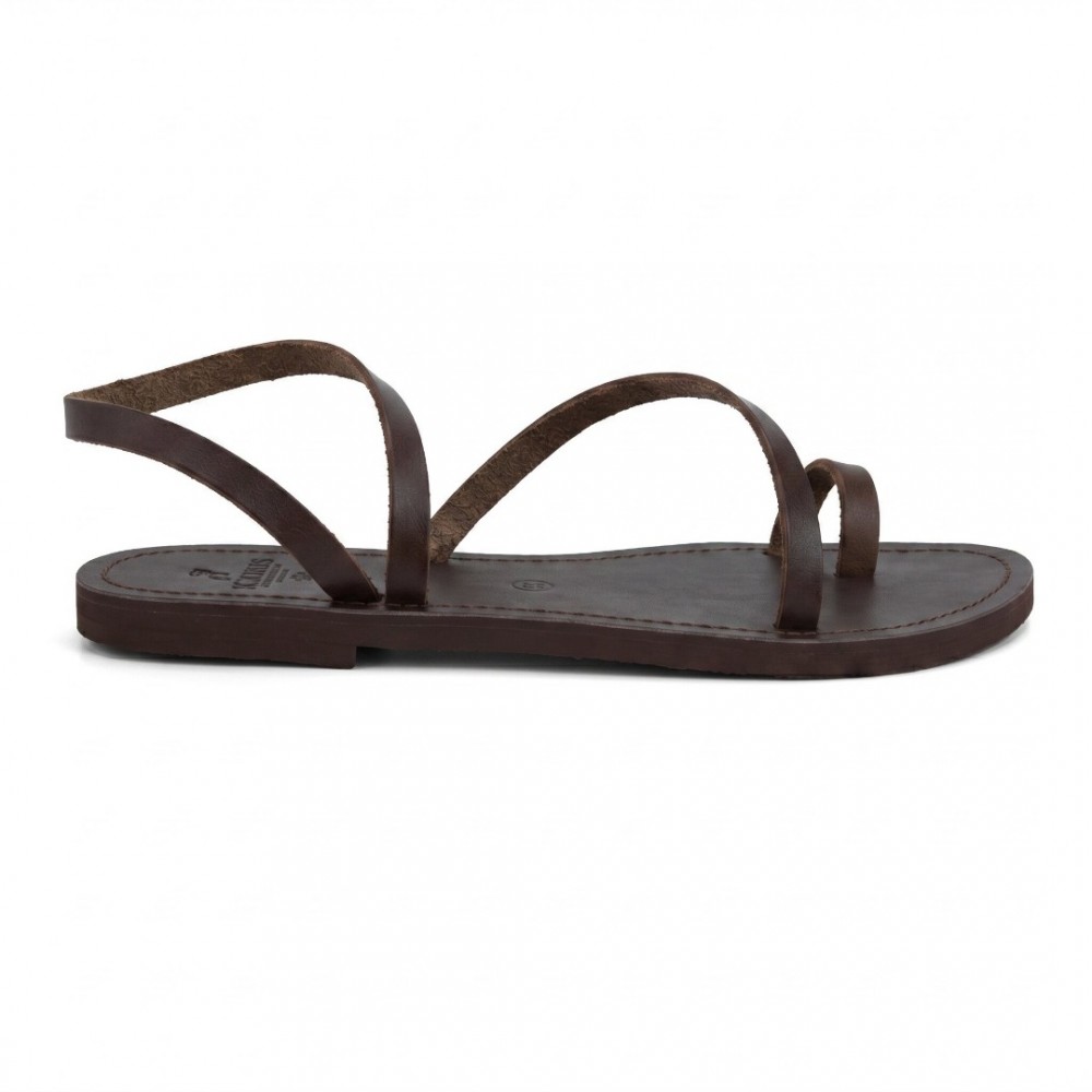 Women Leather Sandals Tsakiris 101, Brown