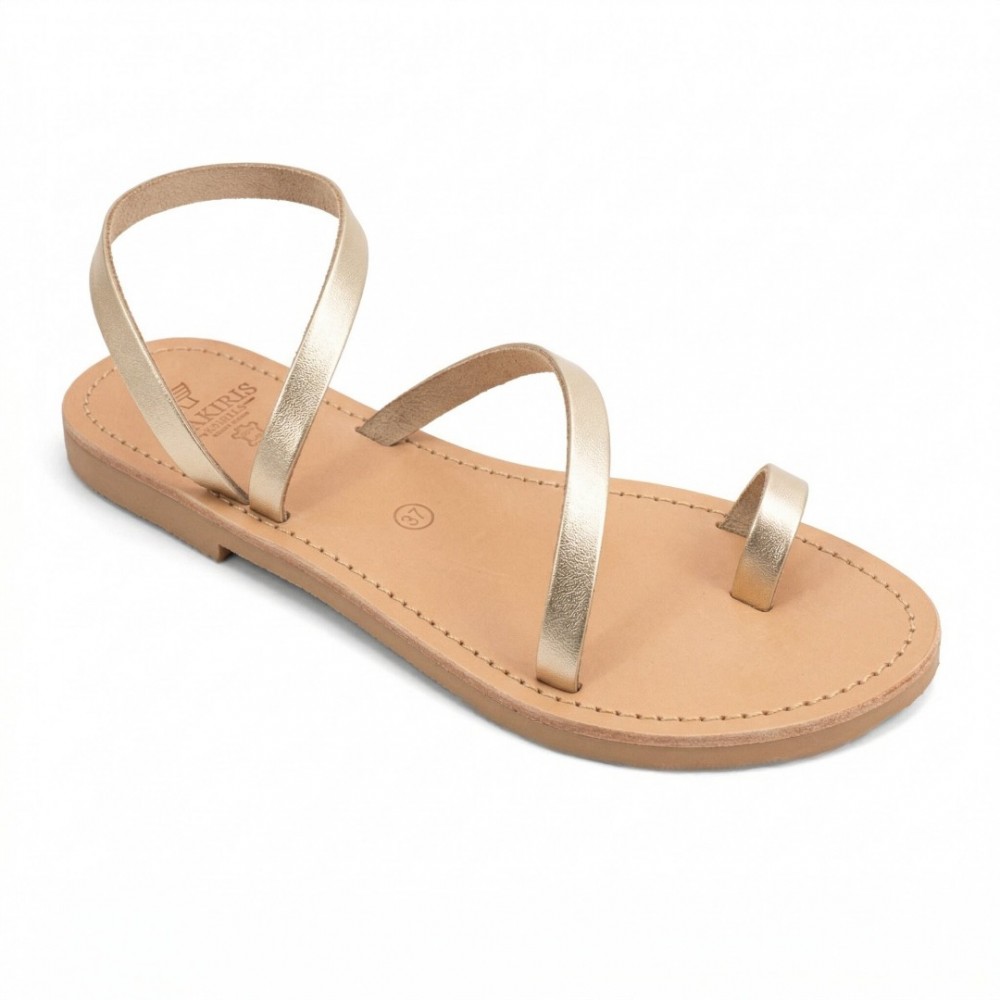 Women Leather Sandals Tsakiris 101, Gold