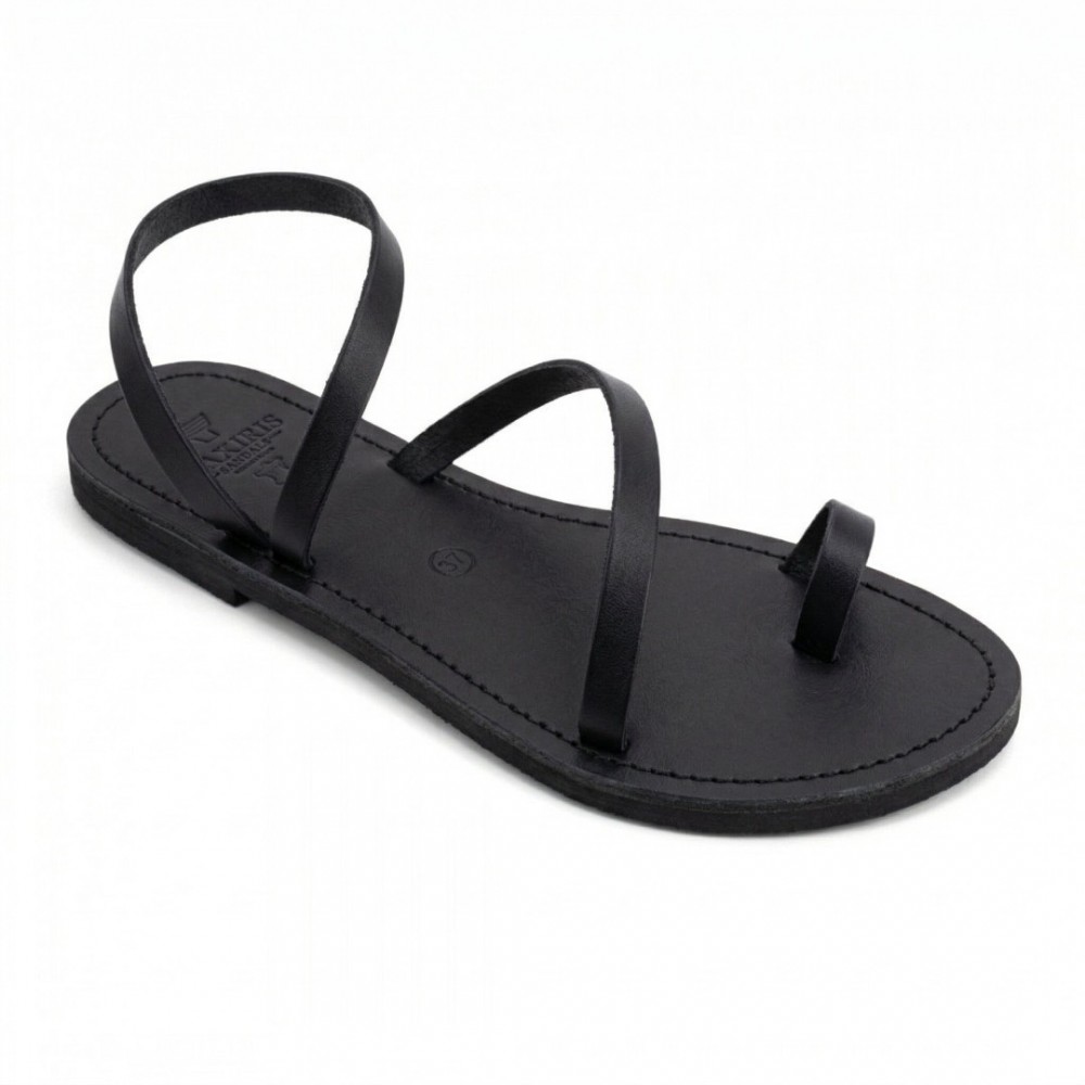 Women Leather Sandals Tsakiris 101, Black