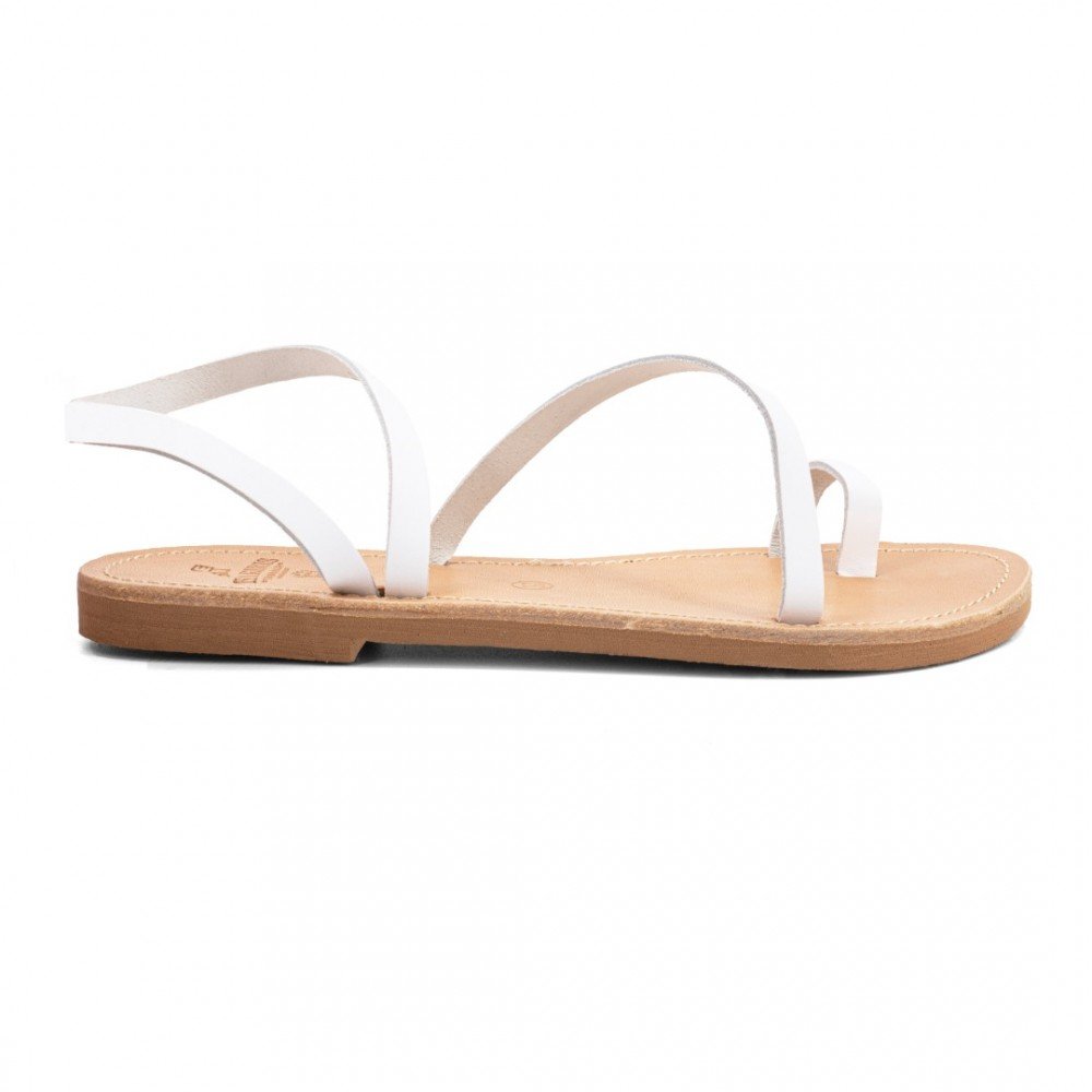 Women Leather Sandals Tsakiris 101, White
