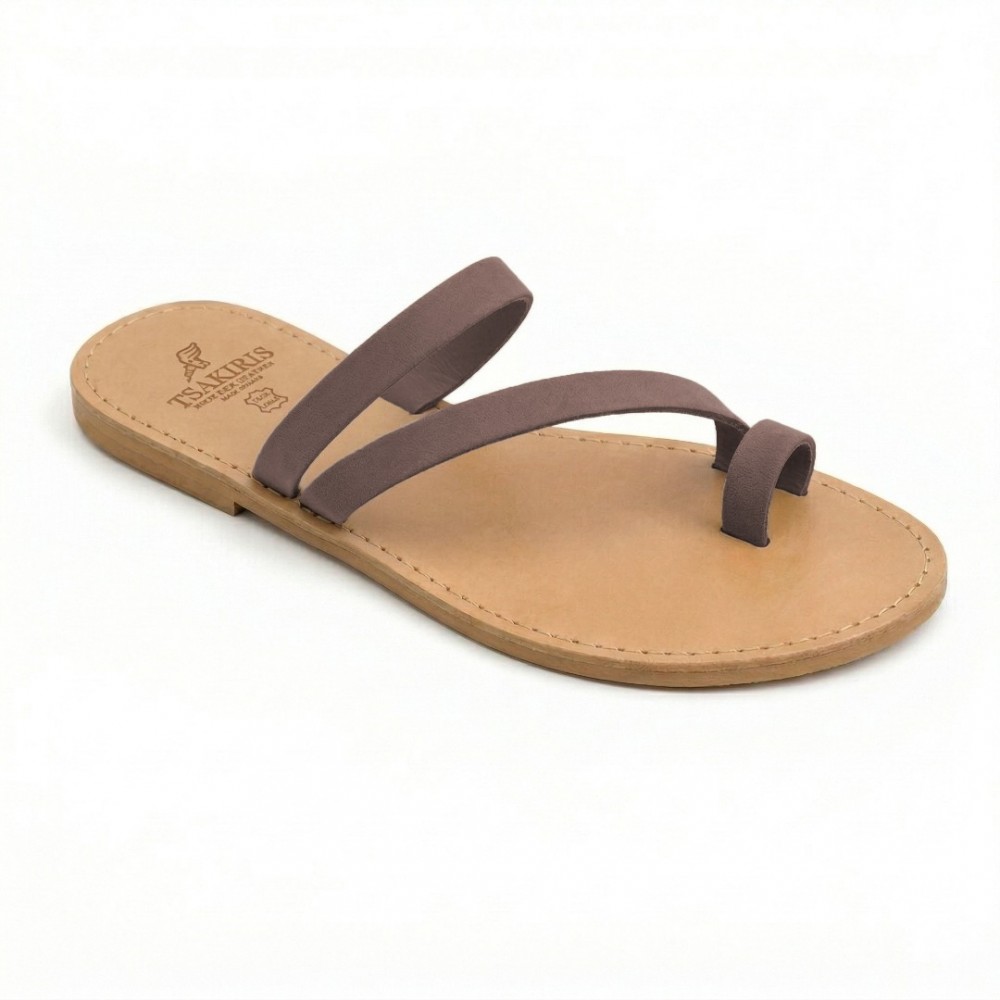 Women Leather Sandals Tsakiris 106, Taupe