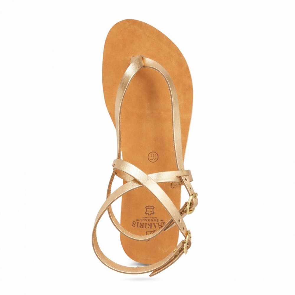 Women Leather Sandals Tsakiris 1091, Gold