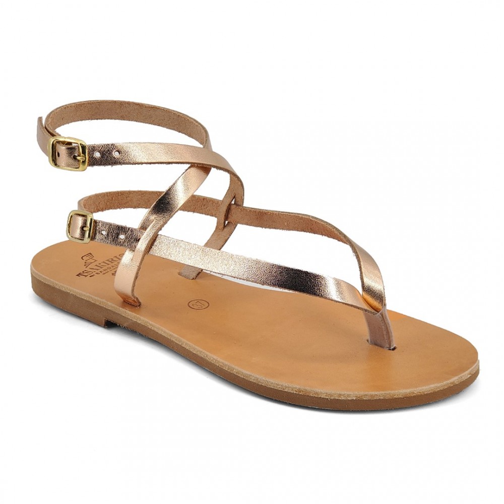 Women Leather Sandals Tsakiris 1091, Bronze Women Leather Sandals Tsakiris 1091, Bronze