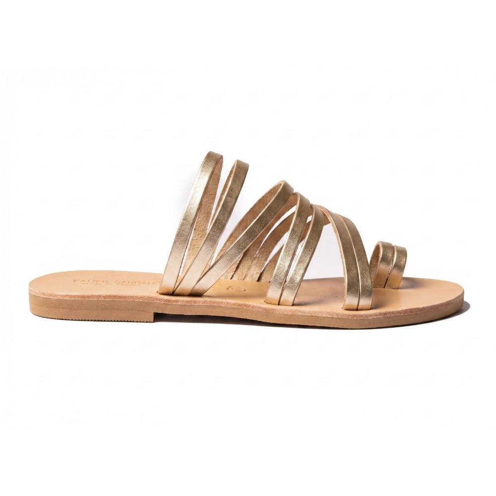 Women Leather Sandals Tsakiris 921, Gold