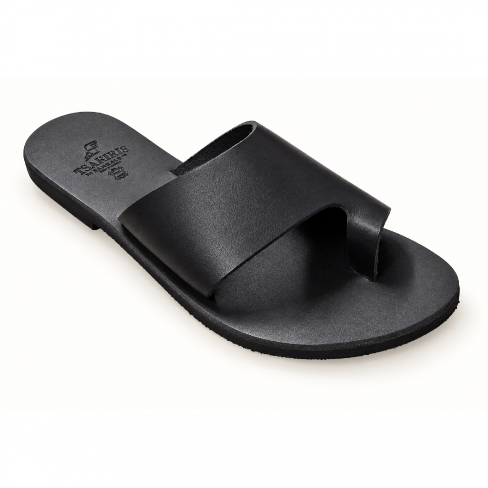 Women Leather Sandals Tsakiris , 5 Black