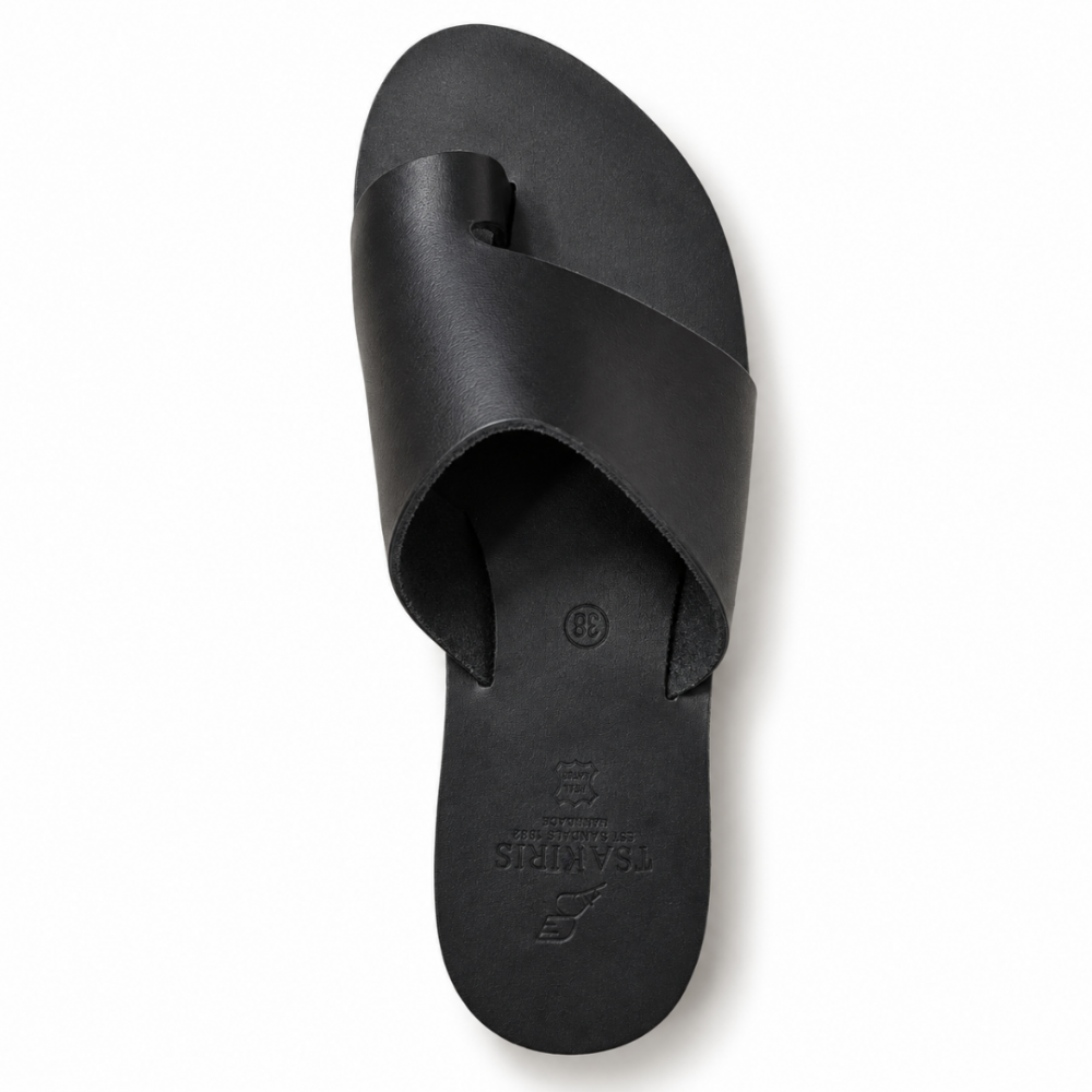 Women Leather Sandals Tsakiris , 5 Black