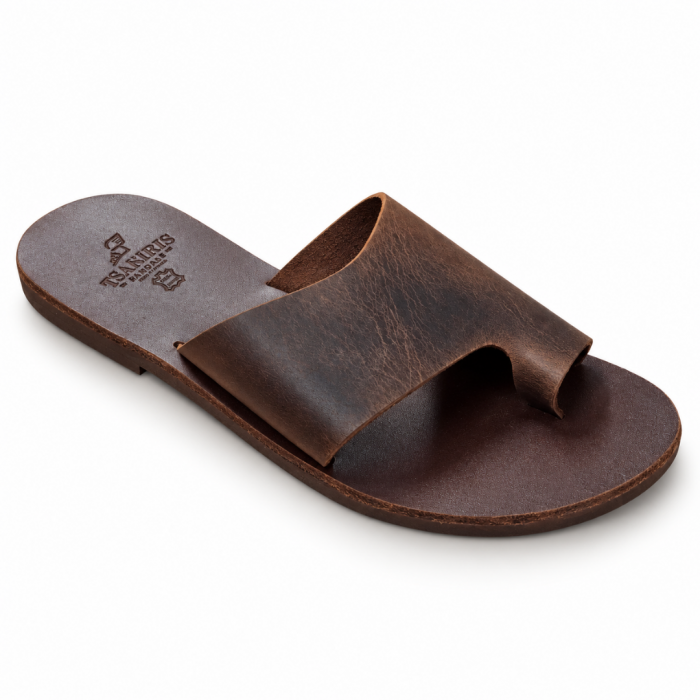 Women Leather Sandals Tsakiris , 5 Brown