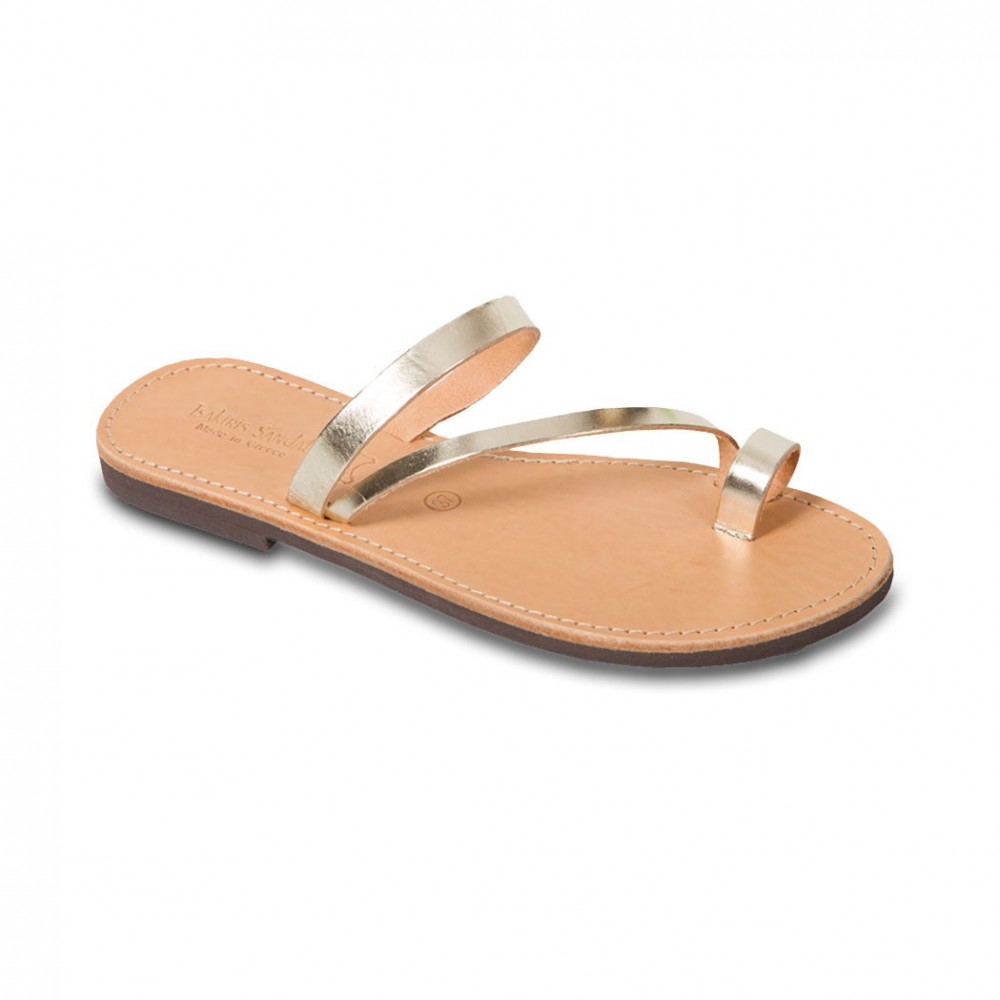 Women Leather Sandals Tsakiris 106, Gold Women Leather Sandals Tsakiris 106, Gold
