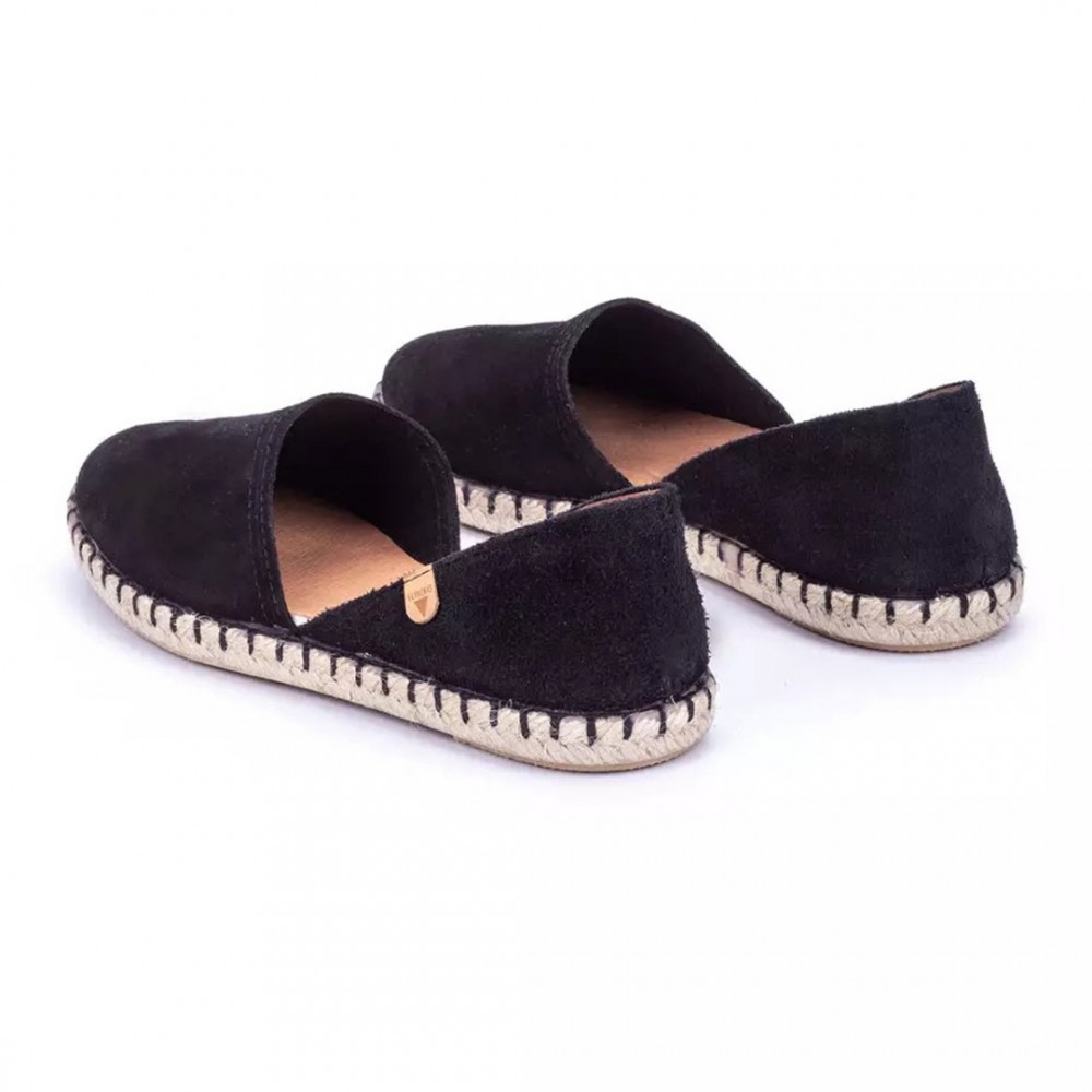 Women Leather Espadrilles Carmen Verbenas, Black