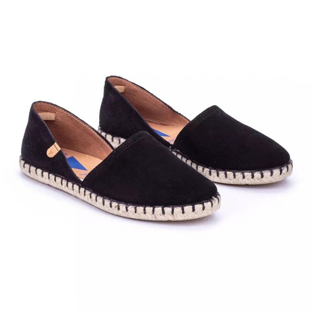 Women Leather Espadrilles Carmen Verbenas, Black