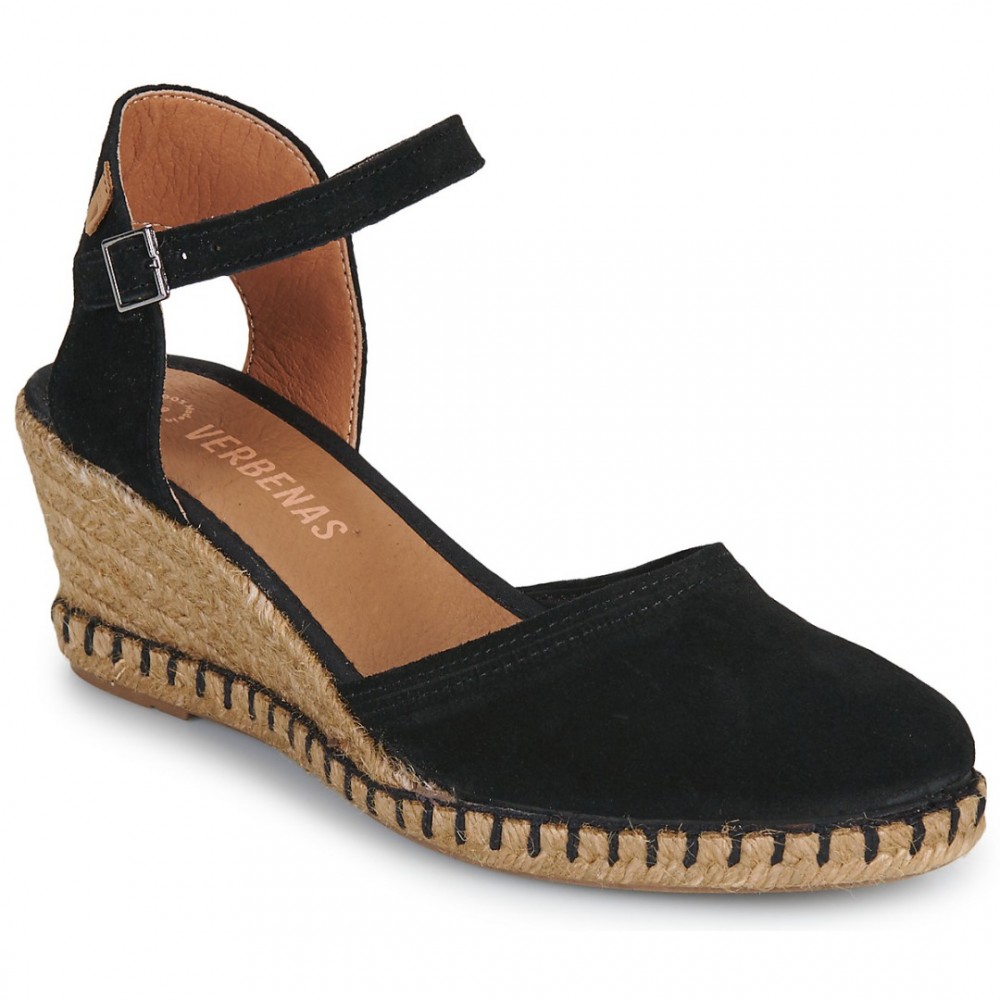 Women Leather Wedges Malena Verbenas, Black Women Leather Wedges Malena Verbenas, Black