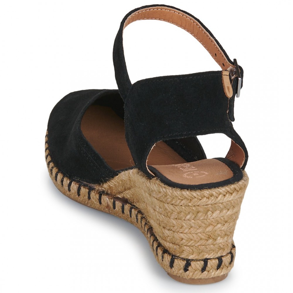 Women Leather Wedges Malena Verbenas, Black Women Leather Wedges Malena Verbenas, Black