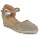 Women Leather Wedges Malena Verbenas, Taupe Women Leather Wedges Malena Verbenas, Taupe