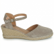 Women Leather Wedges Malena Verbenas, Taupe Women Leather Wedges Malena Verbenas, Taupe