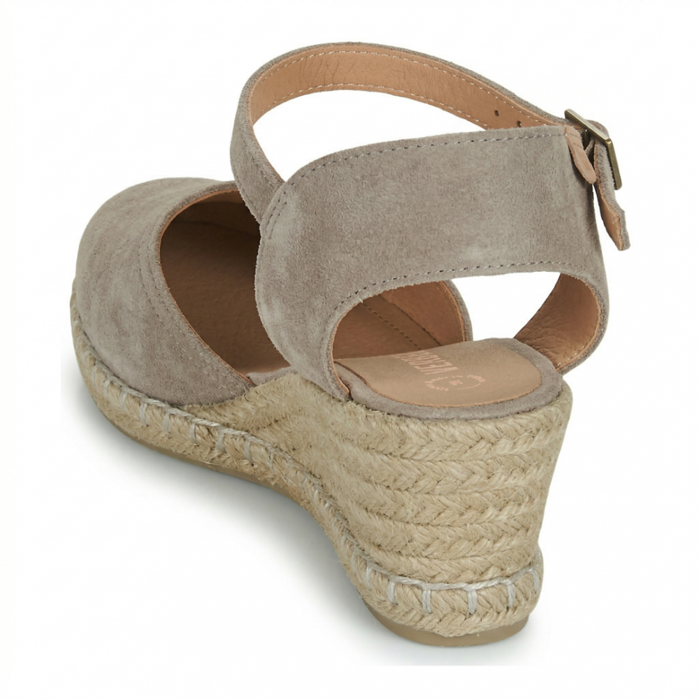 Women Leather Wedges Malena Verbenas, Taupe Women Leather Wedges Malena Verbenas, Taupe