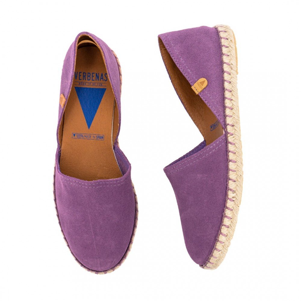 Women Leather Espadrilles Carmen Verbenas, Purple