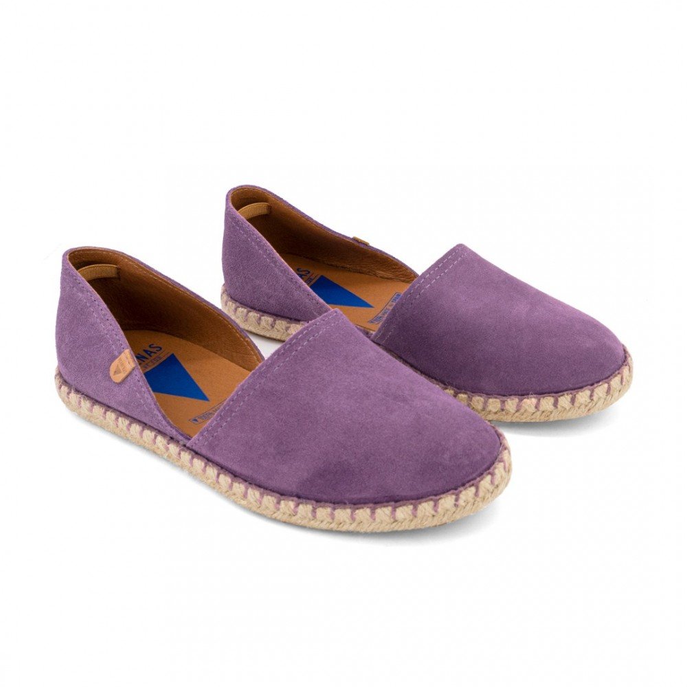 Women Leather Espadrilles Carmen Verbenas, Purple