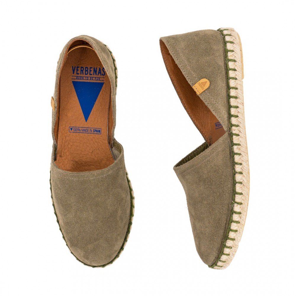 Women Leather Espadrilles Carmen Verbenas, Khaky Women Leather Espadrilles Carmen Verbenas, Khaky