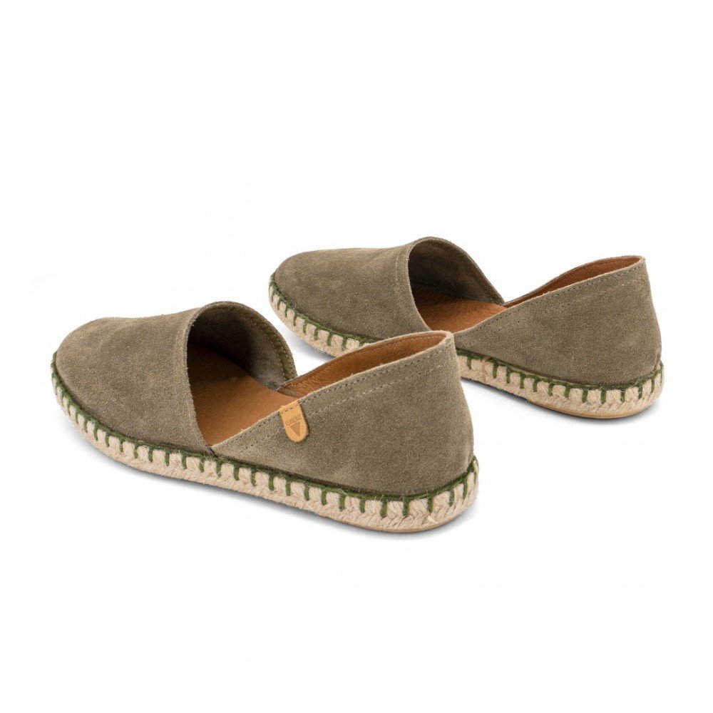 Women Leather Espadrilles Carmen Verbenas, Khaky Women Leather Espadrilles Carmen Verbenas, Khaky