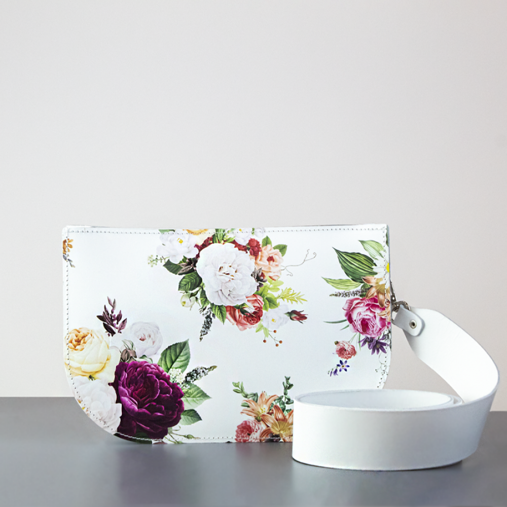 Leather Crossbody Bag Vice Versa 99529-17, White Print Leather Crossbody Bag Vice Versa 99529-17, White Print