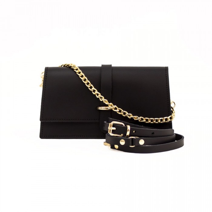 Leather Crossbody Bag Vice Versa 99540, Black
