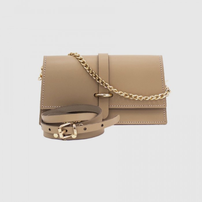 Leather Crossbody Bag Vice Versa 99540, Nude Leather Crossbody Bag Vice Versa 99540, Nude