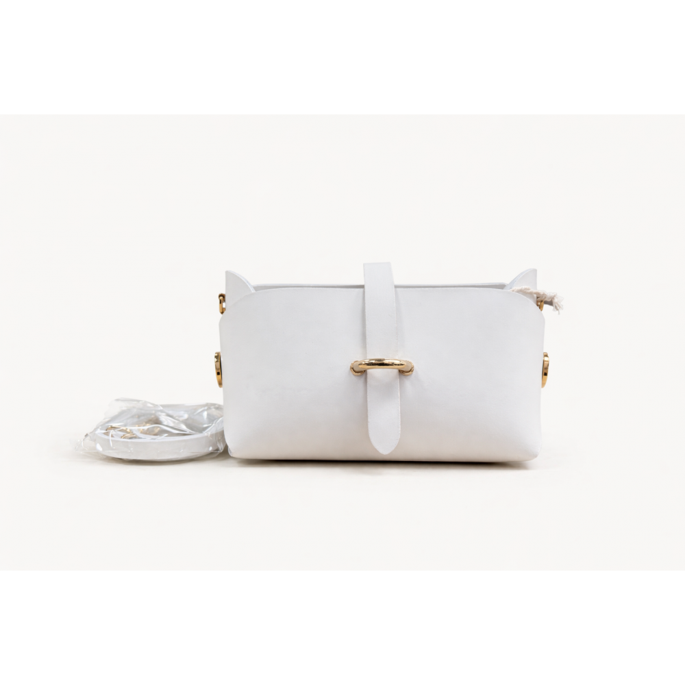 Leather Medium Barrel Bag/Base cod.99550 «My Passport - Strip on Top», White Leather Medium Barrel Bag/Base cod.99550 «My Passport - Strip on Top», White