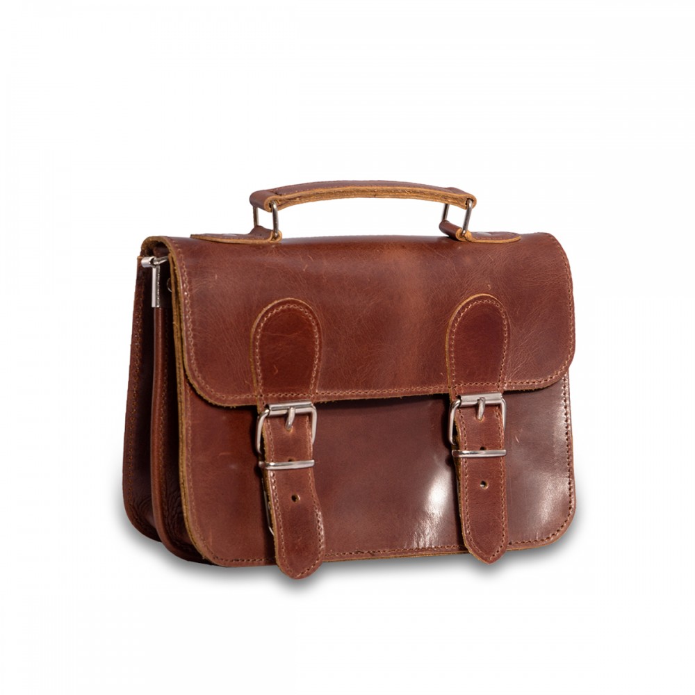Leather Crossbody Bag Bohemia 12/12, Brown Leather Crossbody Bag Bohemia 12/12, Brown