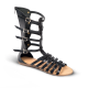 Women Leather Sandals Boots Klimatsakis 345, Black Women Leather Sandals Boots Klimatsakis 345, Black