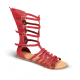 Women Leather Sandals Boots Klimatsakis 345, Red