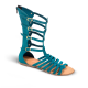 Women Leather Sandals Boots Klimatsakis 345, Turquoise