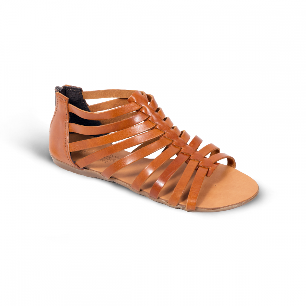 Women Leather Sandals Klimatsakis 310, Honey Brown