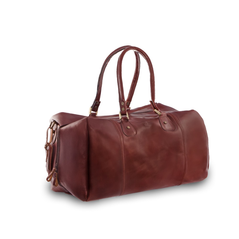 Leather Travel Bag Karabinakis 203, Brown,Capacity 34L