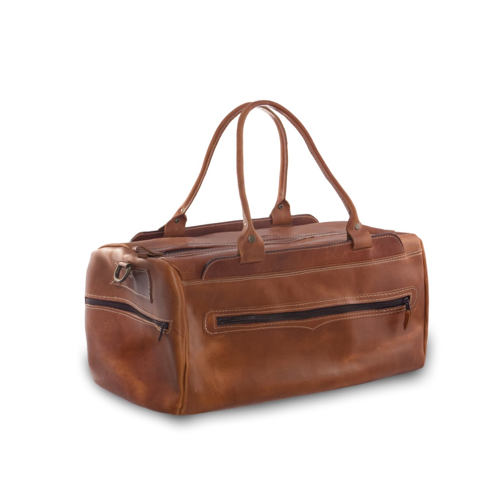 Leather Travel Bag Karabinakis 205, Taba, Capacity 36L