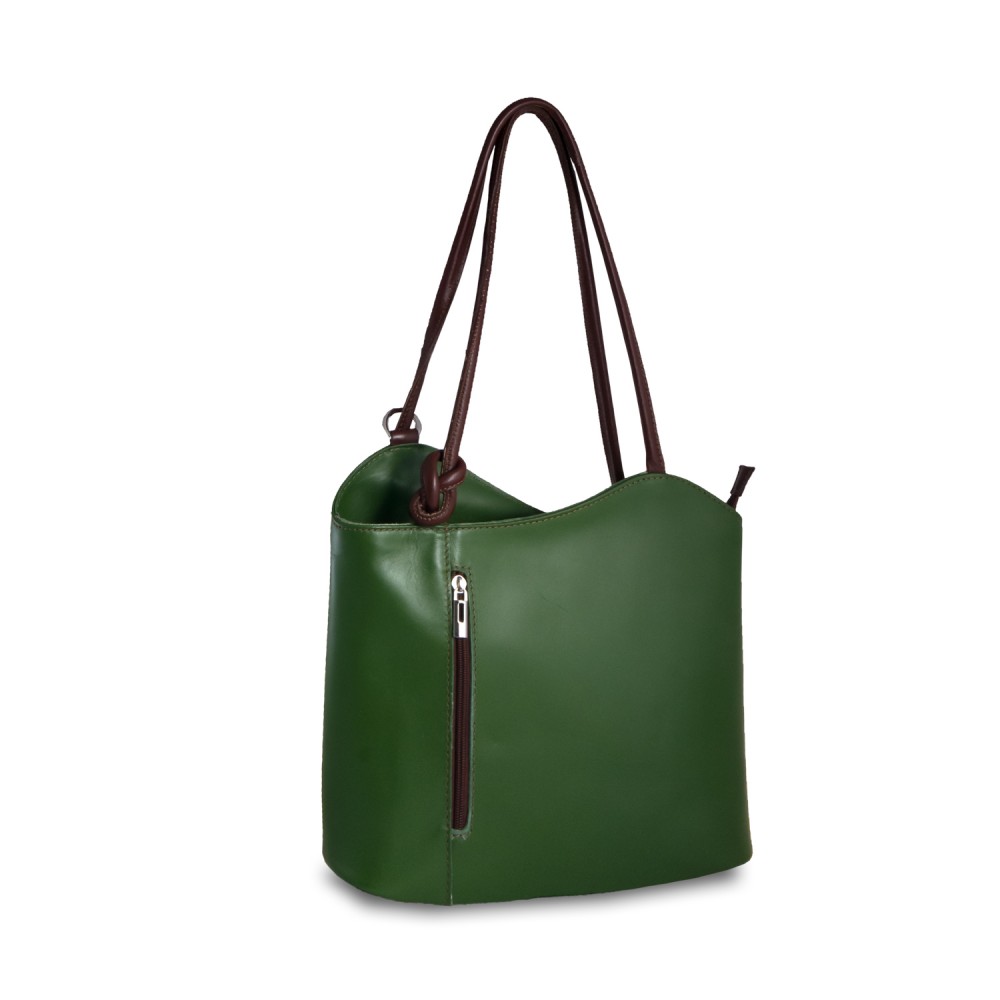 Leather Shoulder Bag Karras DE0111, Green/Brown