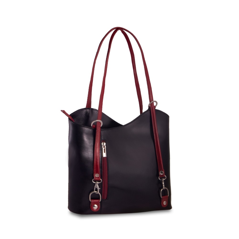 Leather Shoulder Bag Karras DE0111, Black/Red