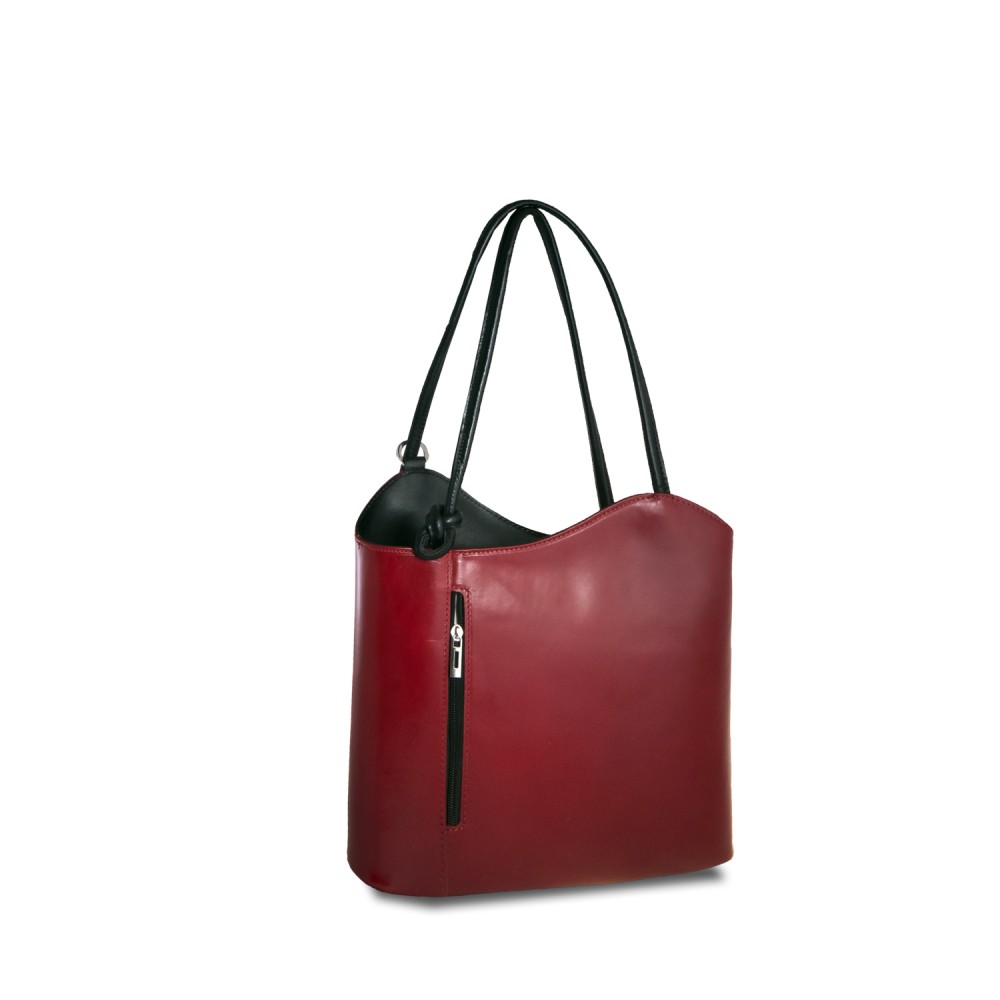 Leather Shoulder Bag Karras DE0111, Red/Black