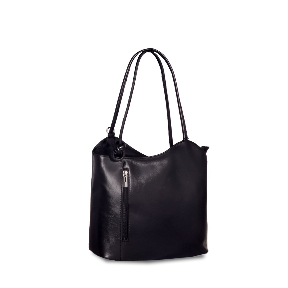 Leather Shoulder Bag Karras DE0111, Black
